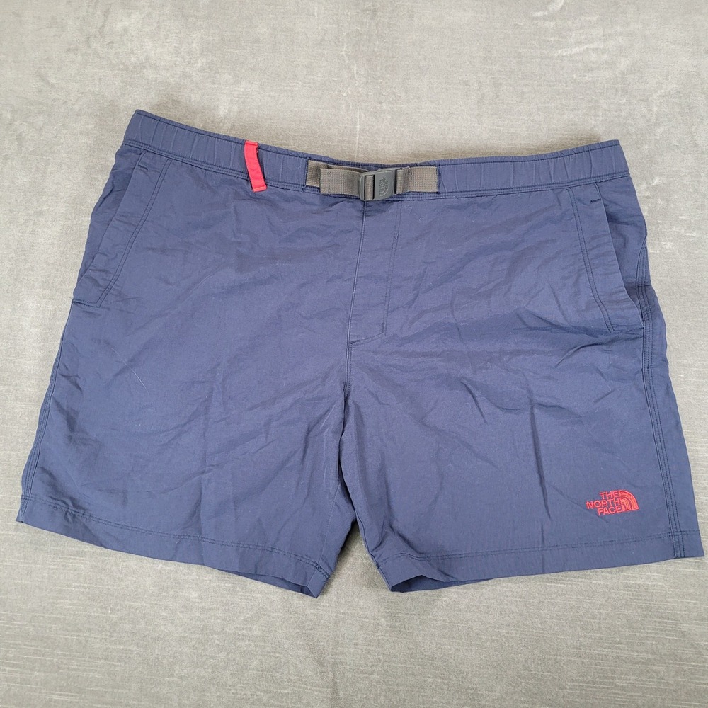 The North Face Mens‎ Navy Blue Belted Hiking Shorts Red Logo Size Large